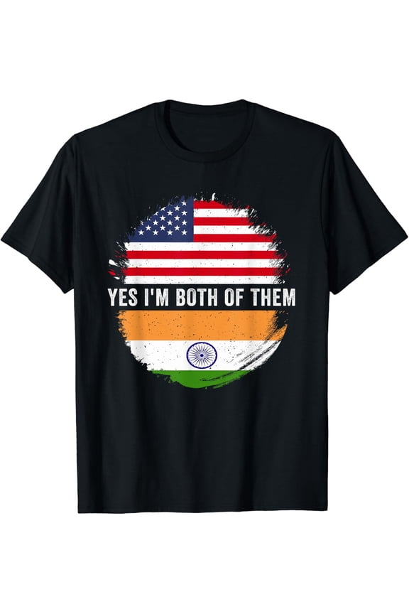 Half American Half Indian USA & India Flag Heritage T-Shirt mens t shirt,black,women,funny,misfits,men,journey