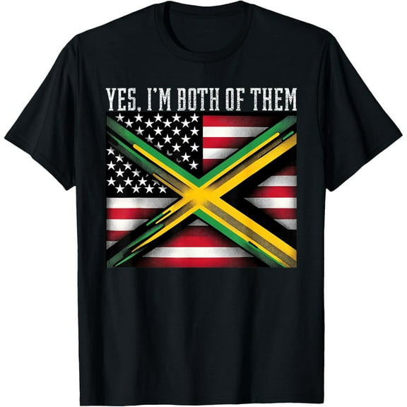 Half American Half Jamaican USA Flag Jamaica Heritage DNA T-ShirtMen and women, Black T-shirt, size: Extra large S-4XL