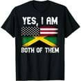 thumbnail image 1 of Half American Half Jamaican USA Flag Jamaica Heritage DNA T-ShirtMen and women, White Black T-shirt, size: Extra large S-875XL, 1 of 4