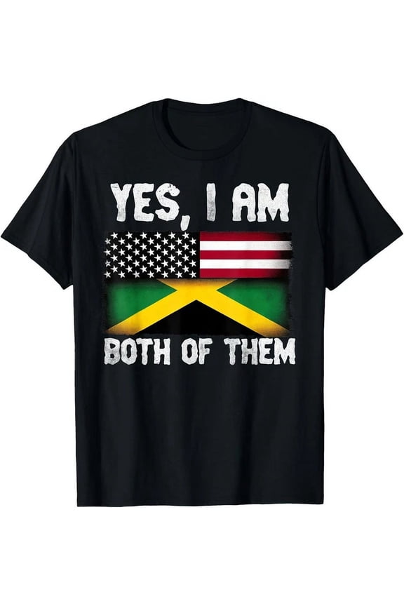 Half American Half Jamaican Usa Flag Jamaica Heritage Dna T-Shirt Unisex S-5XL Hot Trending Shirt, Vintage Birthday Gift