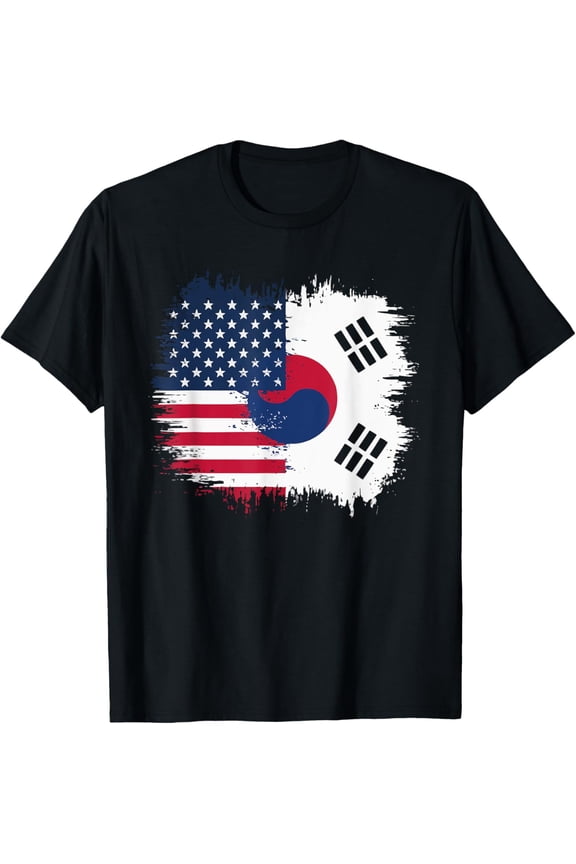 Half American Half Korean USA Flag South Korea America T-Shirt