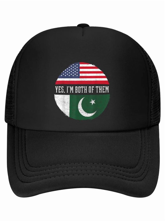 Half American Half Pakistani USA Flag Pakistan Heritage DNA Women Men Baseball Cap