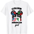thumbnail image 1 of t-shirt Half American Italian America Italy Italia Flag Kids Girl T-Shirt mens, woman, white，funny，journey，Crew Neck, Short Sleeve,printing, 1 of 4