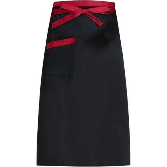 Half Apron for Waiters, Adjustable Waist Chef Work Apron with Pockets, Professional Bistro Coffee Shop Catering Apron, Unisex