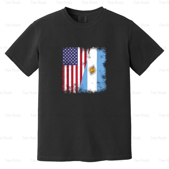 Half Argentinian Flag Funny Vintage Argentina USA Gift Heritage Pride, Comfort Color T-Shirt Unisex, up to 4XL