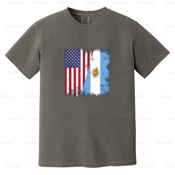 Half Argentinian Flag Funny Vintage Argentina USA Gift Heritage Pride, Comfort Color T-Shirt Unisex, up to 4XL