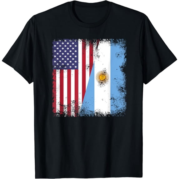 Half Argentinian Flag | Vintage Argentina USA Gift T-Shirt
