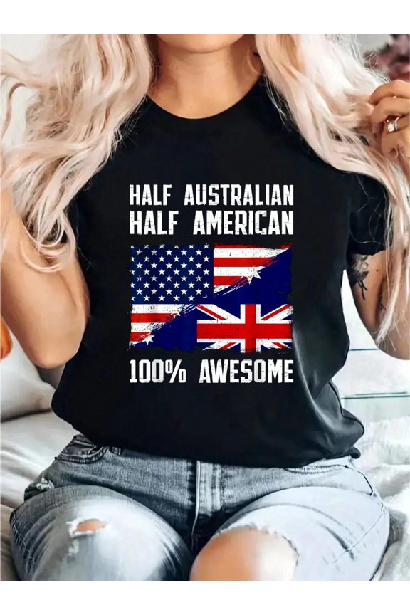 Half Australian Half American Flag Heritage Australia Roots T-Shirt