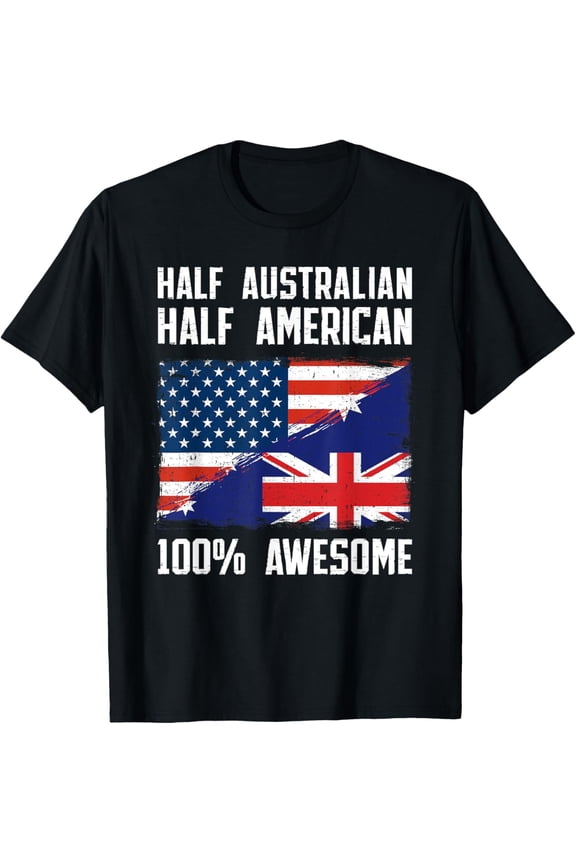 Half Australian Half American Flag Heritage Australia Roots T-Shirt