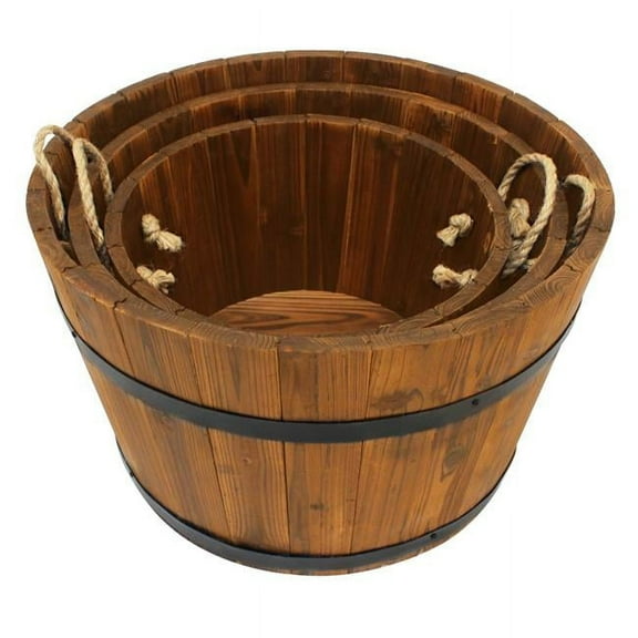Half Barrel Bucket Planter Set