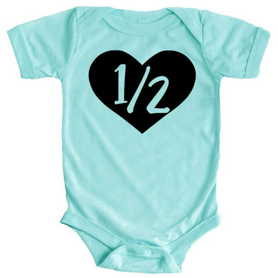 Half Birthday Bodysuit Girls 1/2 in Heart Birthday Glitter Gold Outfit for Baby Girls Chill Bodysuit
