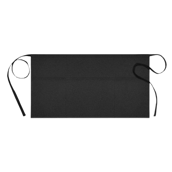 Half Bistro Servers Large Front Pocket Comfort Long Waist Tie Black Kitchen Apron