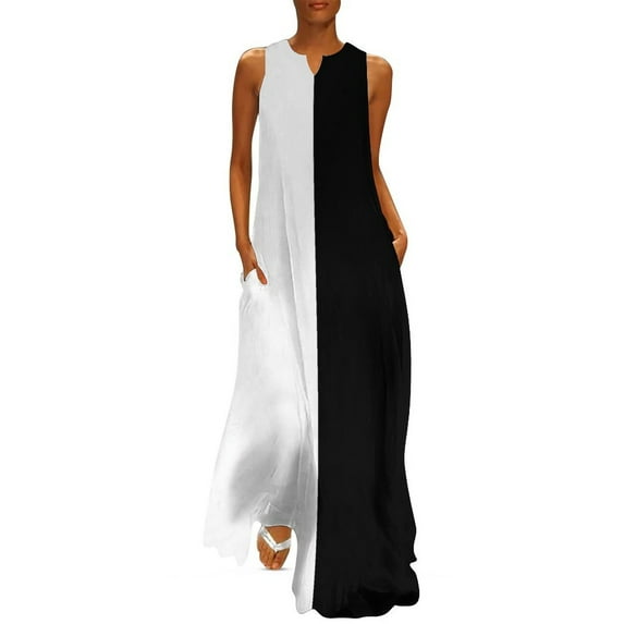 Half Black Half White Long Dress Wom's long dress summer dresses wom02 Dress