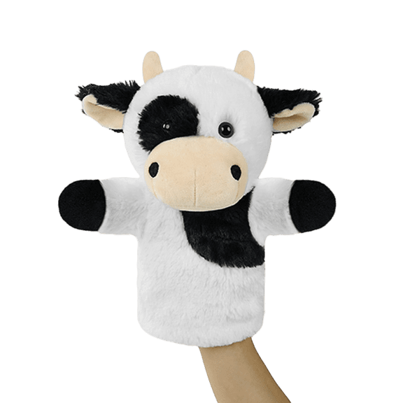 Half-Body Jungle Animal Hand Puppets (Giraffe, Cow, Pig & More) - Soft Plush Parent-Chi Interaction Glove Puppets, Educational Role-Play Toys