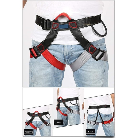 Half Body Safety Belt, Safety Fall Arrest Harness, Waist Hip Protection Safety Belt for Mountaineering, Climbing Rappelling, Gray