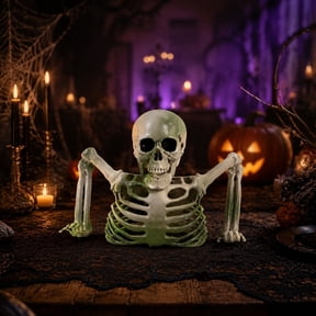 Half Body Skeleton Decoration Posable Tabletop Skull Prop for Halloween Party Desk Shelf Fireplace Indoor Spooky Decor