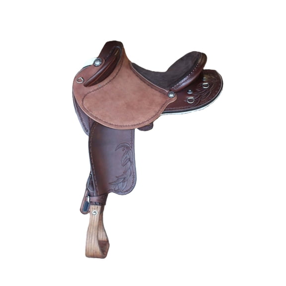 Half Breed Western Saddle Durable Leather Construction, Deep Suede Seat & Classic Tooled Finish