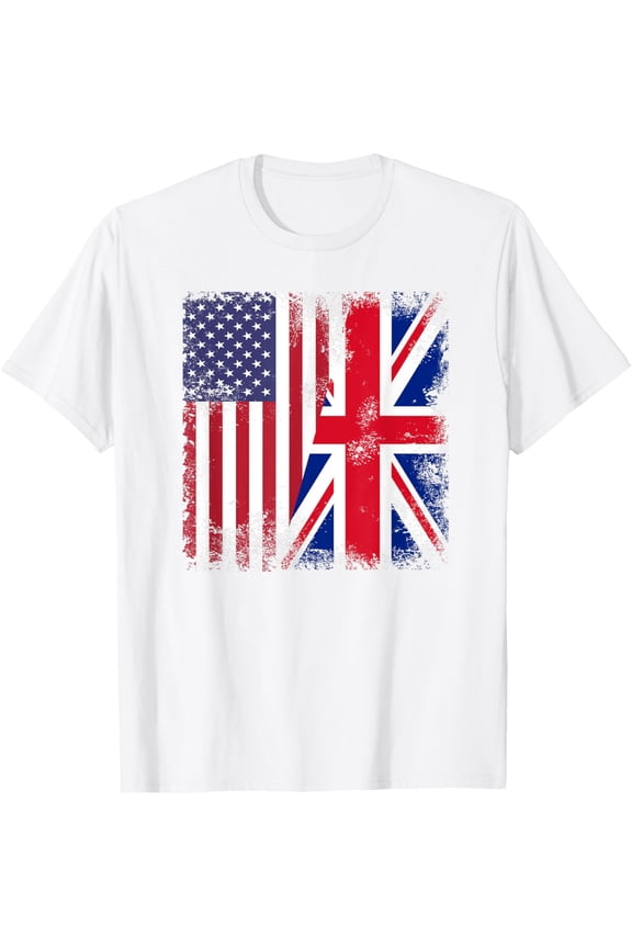 Half British UK Flag | Vintage United Kingdom USA Gift T-Shirt