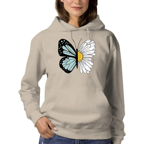 Half Butterfly Half Daisy Hoodie Women -Image by Shutterstock, Female 5X-Large