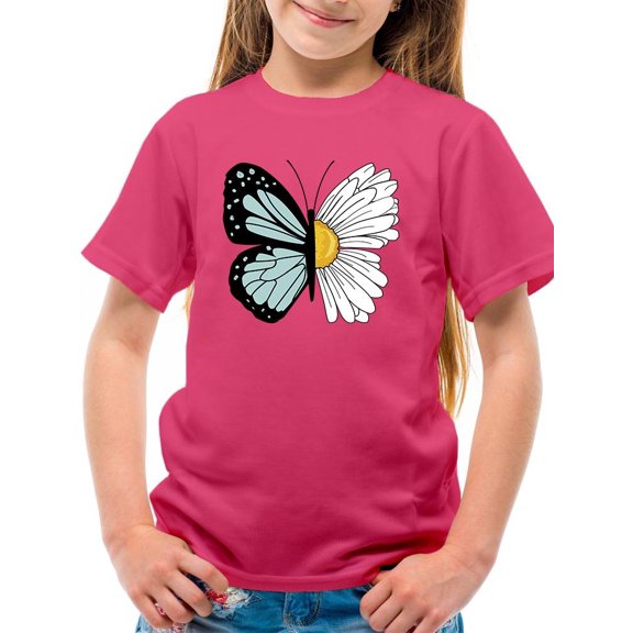 Half Butterfly Half Daisy T-Shirt Juniors -Image by Shutterstock,  Medium