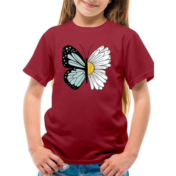 Half Butterfly Half Daisy T-Shirt Juniors -Image by Shutterstock,  x-Large