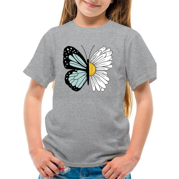 Half Butterfly Half Daisy T-Shirt Juniors -Image by Shutterstock,  x-Small