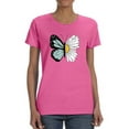 thumbnail image 1 of Half Butterfly Half Daisy T-Shirt Women -Image by Shutterstock, Female Large, 1 of 4