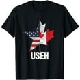 thumbnail image 1 of Half Canadian American USEH Canada USA Flag United States T-Shirt, 1 of 2