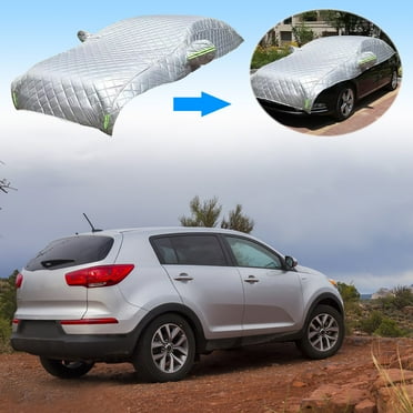 Half Car Body Cover All Weather, Car Hail Cover Protector, Windshield Cover for Ice and Snow Waterproof Dustproof UV Resistant Snowproof Sedan Car Cover