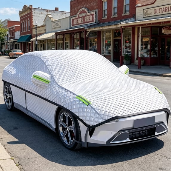Half Car Cover Top All Weather, Universial Car Cover Indoor Outdoor for Sunshade Cover Snow Cover Waterproof Snowproof (Fit Sedan)