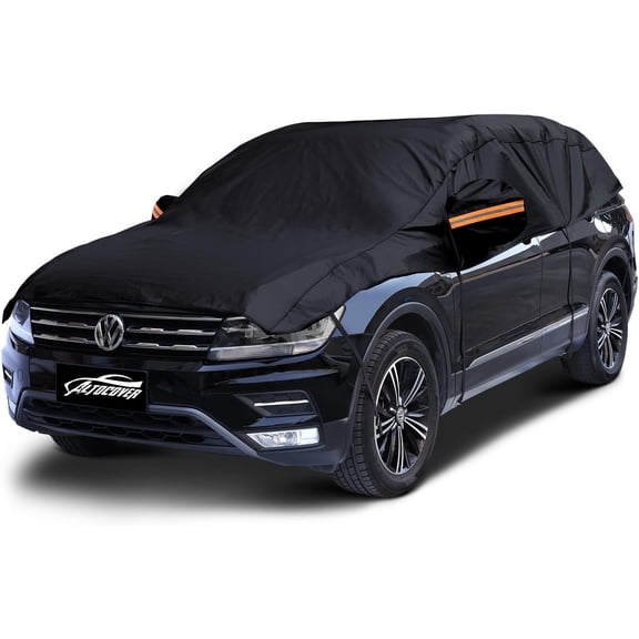 Half Car Cover Top, Hail Protector Car Cover with Cotton Liner, Sunroof & Windshield Cover for Ice and Snow, All Weather Vehicle Body Cover for Sun, Rain, Dust, Fit SUV M