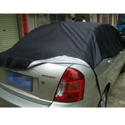 Half Car Cover Waterproof Car Half Body Sun Shade Cover Shield Snow Dust Protector - Size XL (Black)