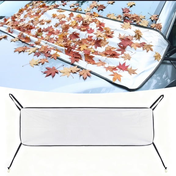 Half Car Cover for Windshield Ice & Snow - Windshield Snow Cover with Hail Protector, All-Weather Car Cover Fit for Cars & SUVs with Reflective Straps (SUV)