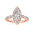 thumbnail image 1 of Half Carat Marquise Cut Halo Diamond Moissanite Engagement Ring In 10K Rose Gold, Gift For Her, Promise Ring, Anniversary Ring, 1 of 2
