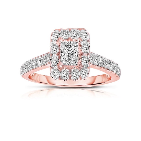 Half Carat Princess cut Halo Diamond Engagement Ring in Rose Gold