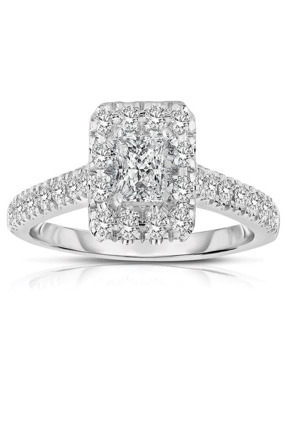 Half Carat Princess cut Halo Diamond Engagement Ring in White Gold