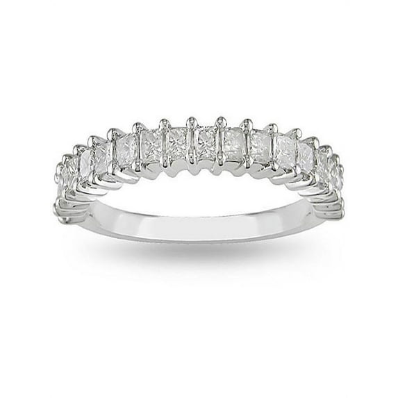 Half Carat Princess prong set Wedding Ring Band in White Gold