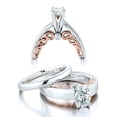 thumbnail image 1 of Half Carat Round Diamond Solitaire Wedding Ring Set in White Gold with Rose Gold overlay, 1 of 1
