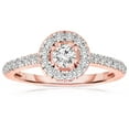 thumbnail image 1 of Half Carat Round cut Halo Diamond Engagement Ring in Rose Gold, 1 of 2