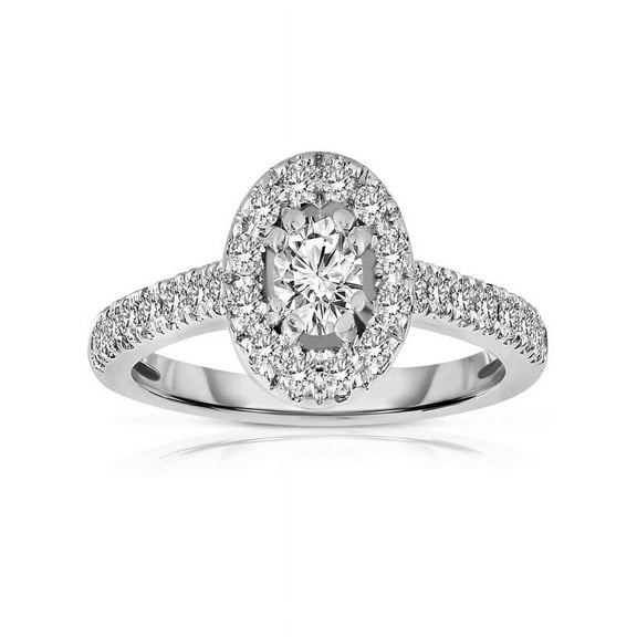 Half Carat Round cut Halo Diamond Engagement Ring in White Gold