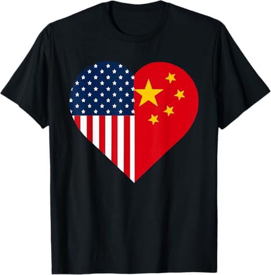 Half Chinese Half American USA Flag China America TShirt