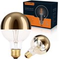 thumbnail image 1 of Half Chrome Edison Light Bulb, 60W Equivalent,Dimmable G80/G25 Globe Shape Decorative, Half Gold Reflected Light 2000K Soft White E26 For Wall Sconce Chandelier Retro Fixture,Base Pack of 2, 1 of 6