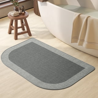 QiCaiJia Bath Mat, Non Slip Bathroom Rugs, Thin Bath Mat Fits Under Door, Quick Dry Absorbent Washable Bathroom Mat with Rubber Backing, Gray 16"x24"