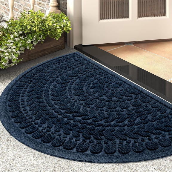 Half Circle Door Mat Front Door Mat Outside Entrance Black Welcome Mats Indoor Outdoor Semicircular Doormat for Outdoor Half Round Door Mats for Garage Muddy Paws 17x30