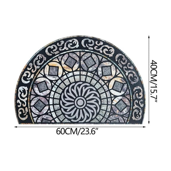Half Circle Door Mat Outdoor, Front Door Rug Indoor Outside Entrance, Absorbent Heavy Duty Doormat Non Slip Backing, Gray