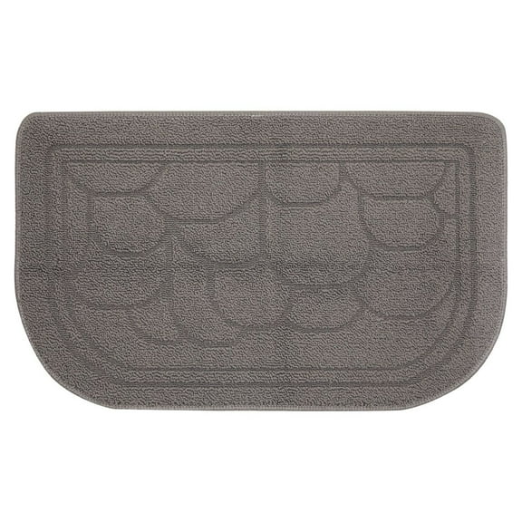 Half Circle Door Mat for Indoors and Outdoors (Grey, 30 x 18 Inches)