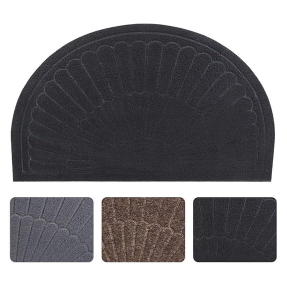 Half Circle Doormat Indoor Half Round Door Mats Outdoor Rubber Entryway Half Moon Rug Inside Welcome Front Door Mat Indoor Floor Mats Carpet Mat for Entrance Non Slip(Black)