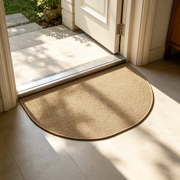 Half Circle Rug,Dirt Trapper Door Mat,23.62*35.43in Imitation Sisal Entrance Rugs for Outside Entrance, Porch, Entryway