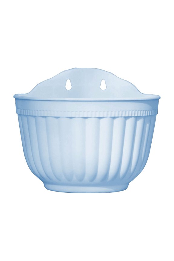Half Circle Wall Hanging Flower Pot Small Imitation Leather Pattern Plastic Planter Indoor Outdoor Hanging Plant Container for Succulents and Herbs Blue