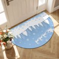 thumbnail image 1 of Half Circular Door Mat 24"x36", Light Blue Christmas Large Absorbent Non Slip Front Entrance Rug, Xmas Elk Tree Snowflake Forest Diatomaceous Welcome Mat for Double Door Garage Living Room Entryway, 1 of 9